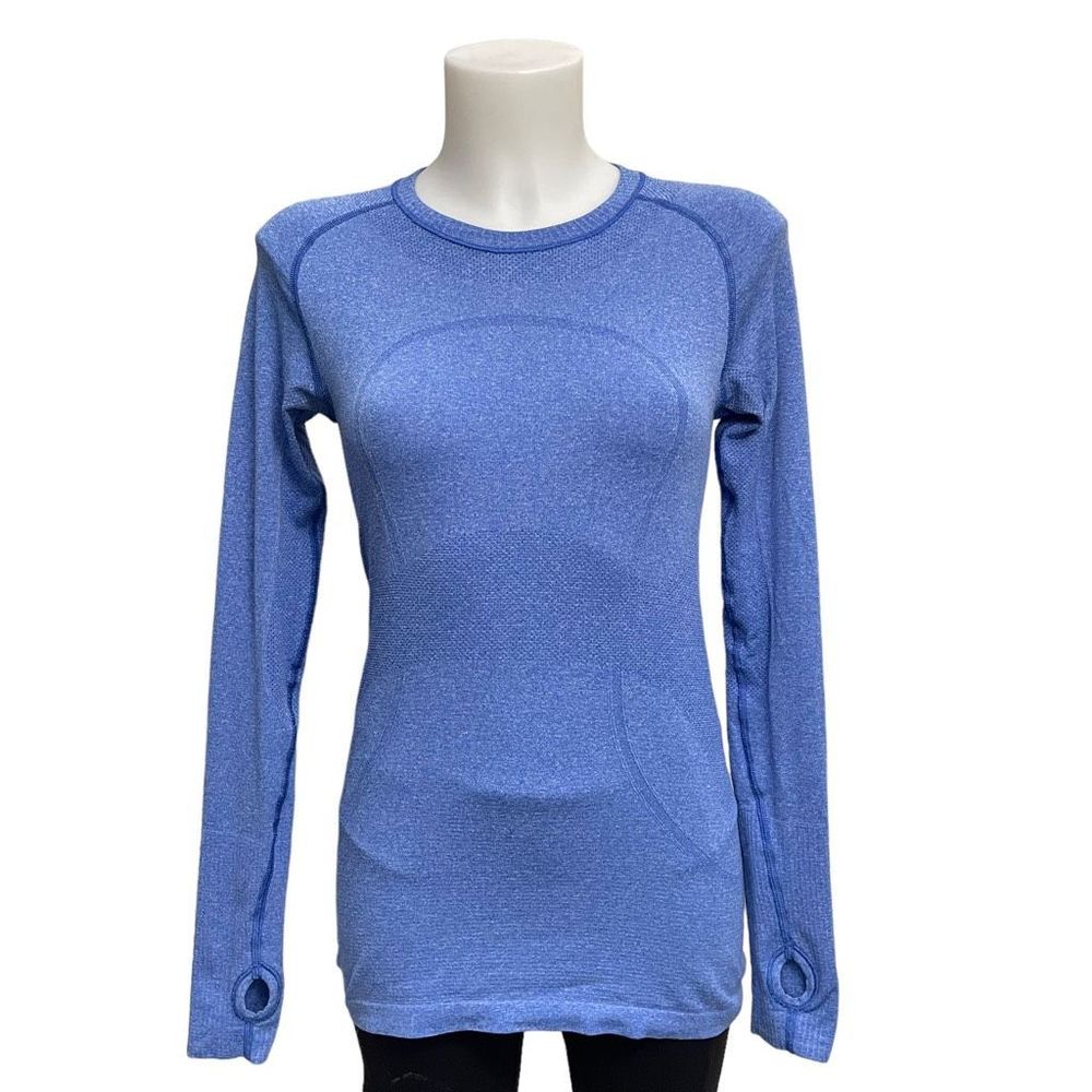 Lululemon Womens Swiftly Tech Longsleeve Top In Blue with Thumbholes sz 6